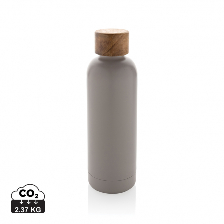 Noutati si inovatii - Sticla termos Wood inox reciclat RCS 500 ml cu capac lemn