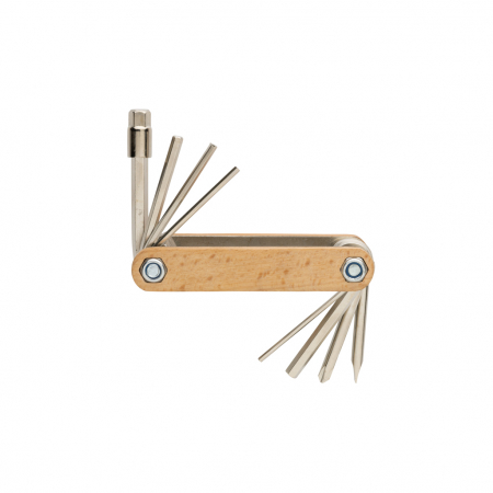 Multitool hexagonal din lemn FSC® cu 9 functii si otel carbon rezistent [2]