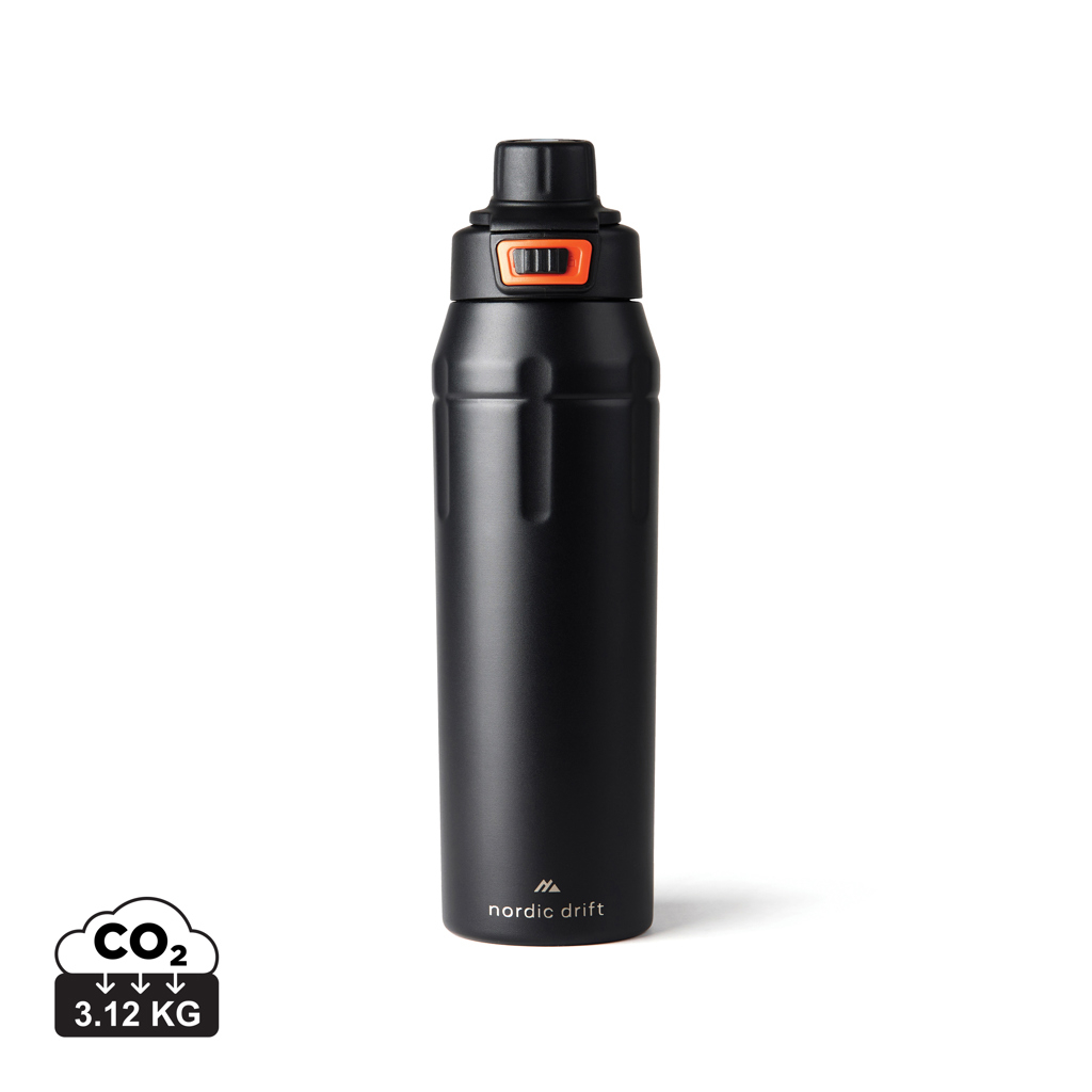 vitrina din sticla Sticla sport izolata 750ml cu capac blocabil din otel inoxidabil reciclat RCS Nordic Drift Trail negru