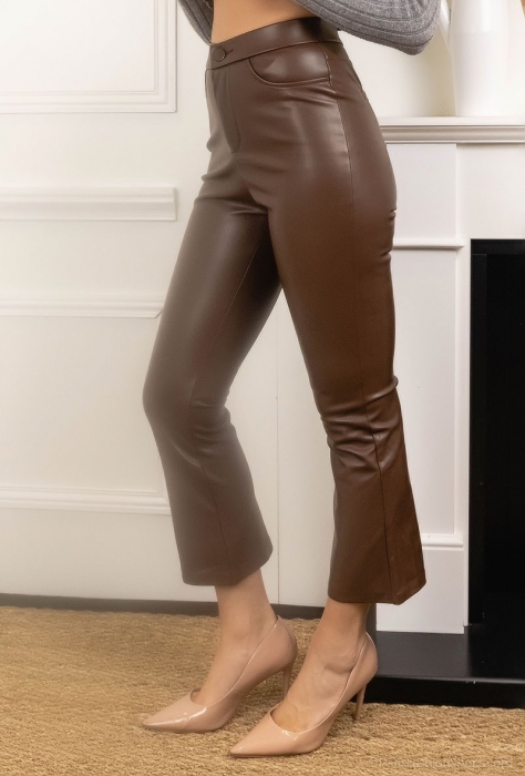 O.RAIJE Vegan leather cropped flare pant [2]