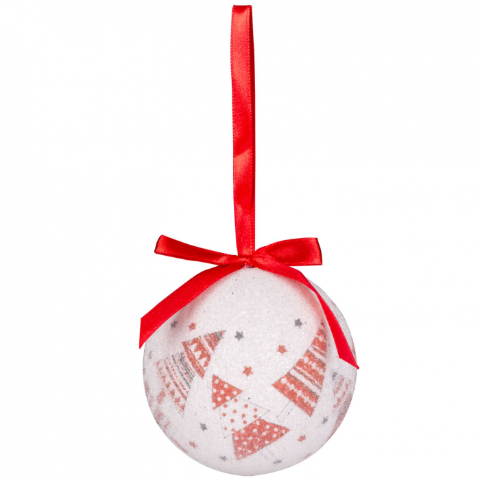 Set 6 globuri pentru bradul de craciun, MagicHome, rosu/alb, 7.5 cm diametru [2]