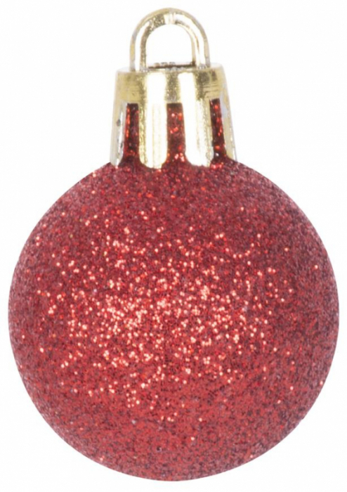 Set 24 de globuri rosii pentru Craciun din plastic, diametru 3 cm, magic home [2]