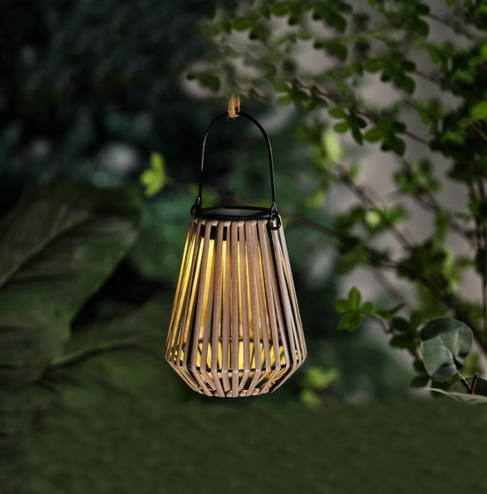 Lampa solara de gradina din ratan, lumina calda, 12x12x14 cm, Strend Pro [2]