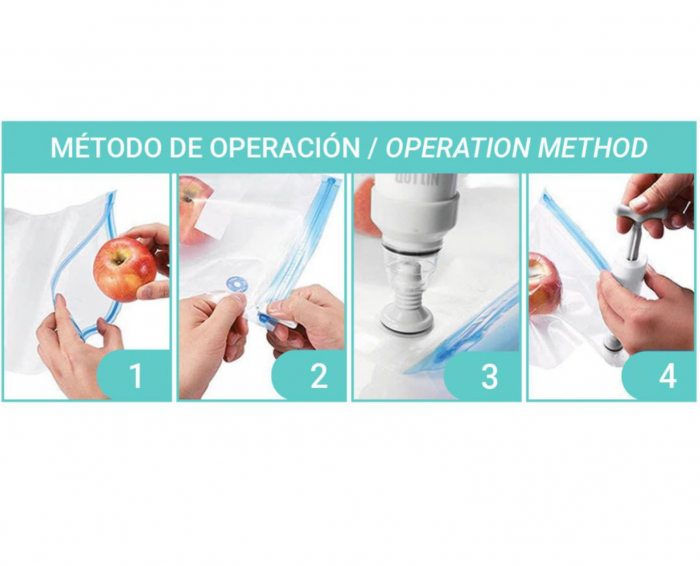 Set 4 pungi de vidat reutilizabile pentru pompa de vidat manuala Quttin, 26x34cm [4]