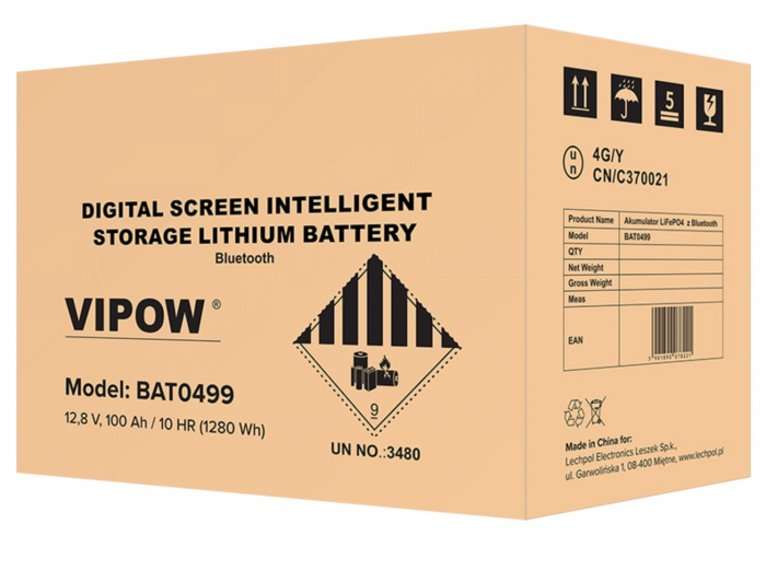 Acumulator pentru stocarea energiei provenite de la panourile fotovoltaice, lifepo4, 12v, 100ah, Vipow [4]
