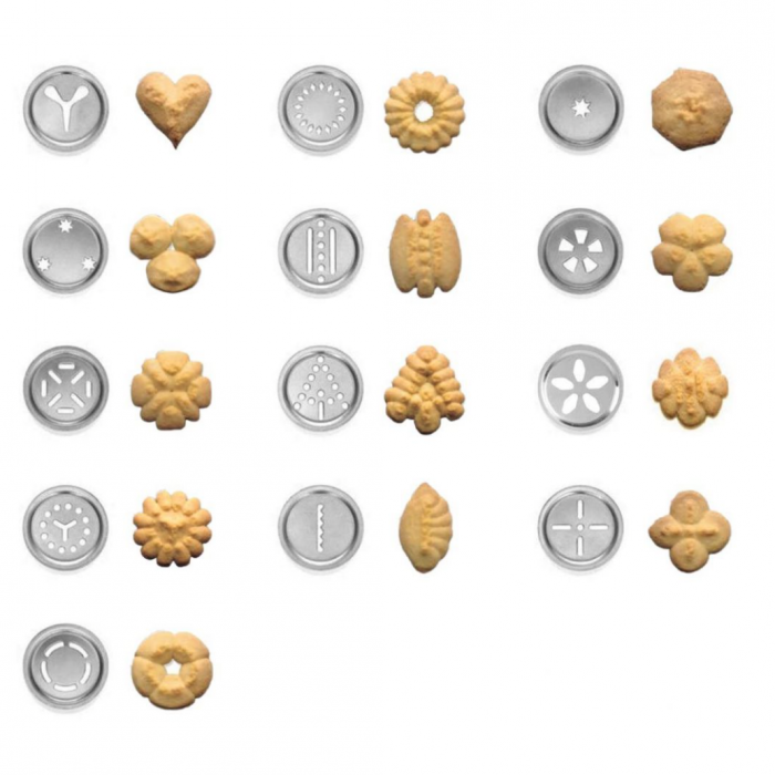 Aparat tip pistol, pentru biscuiti si ornare patiserie, 21 accesorii, inox, Quttin [3]