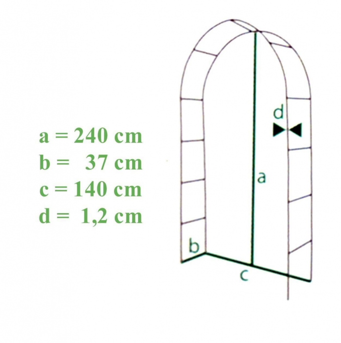 Arcada metalica, pergola, pentru gradina, 240x37x140x1.2 cm [4]