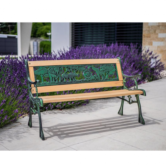 Banca de gradina Mini Jumanji, metal/lemn, 82 x 39 x 50 cm, Strend Pro [3]