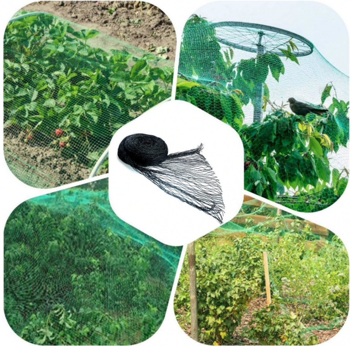 Plasa pvc contra pasarilor, verde inchis, 4x10 m [5]