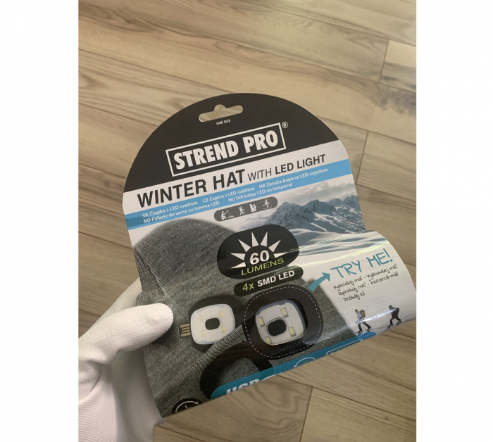 Caciula cu led reincarcabila, Strend Pro Blue, unisex, marime universal, USB, 4xSMD, Li-Ion [5]