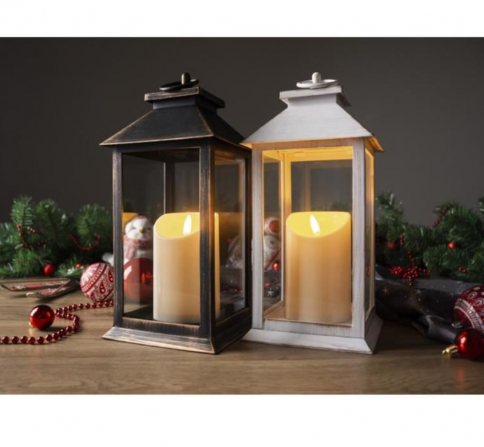 Felinar decorativ, LED, alb, 3xAAA, 14x14x33 cm [3]