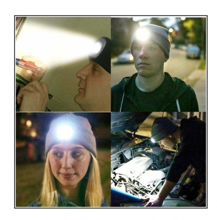 Caciula cu led reincarcabila, Strend Pro Bleu, unisex, marime universala, USB, 4xSMD, Li-Ion [3]