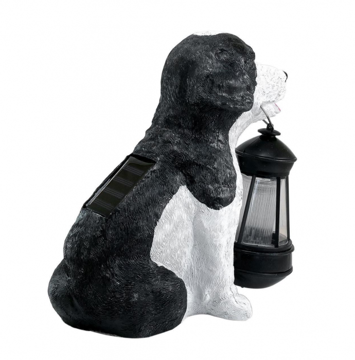 Decoratiune gradina, polirasina, lampa solara, catelus cu felinar, 14x24x25 cm [2]