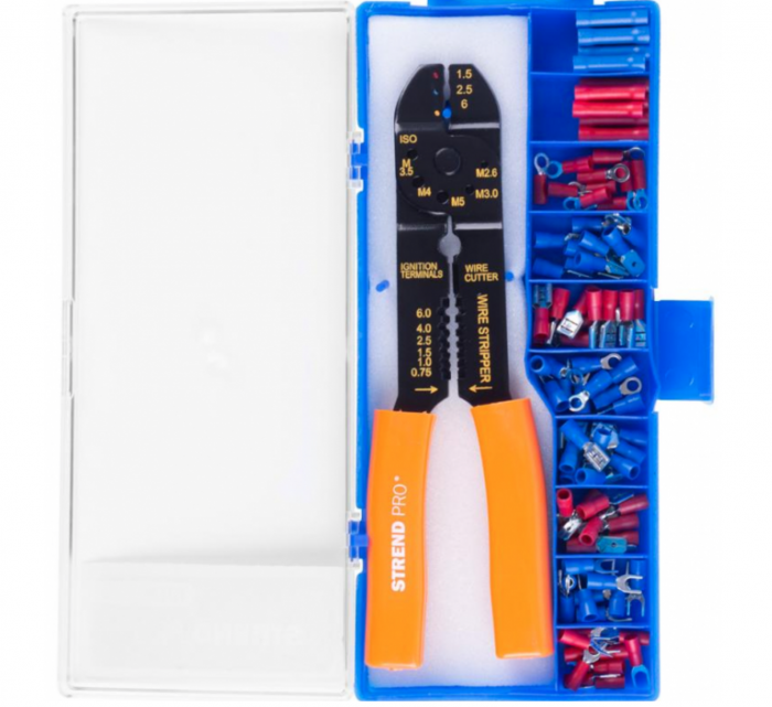 Cleste de sertizat, dezizolat si taiat cu 100 de accesorii, Strend Pro [2]