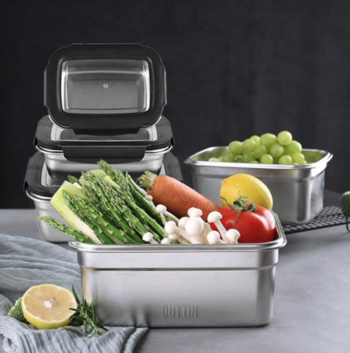 Caserola din inox cu capac ermetic siliconat, 20 x 14 x 6.5 cm, Quttin [4]