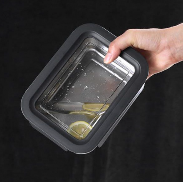 Caserola din inox cu capac ermetic siliconat, 20 x 14 x 6.5 cm, Quttin [6]