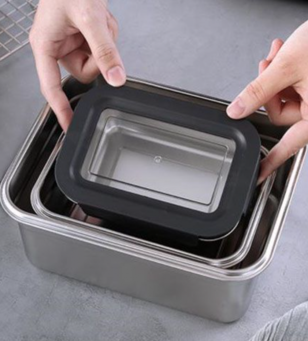 Caserola din inox cu capac ermetic siliconat, 20 x 14 x 6.5 cm, Quttin [5]