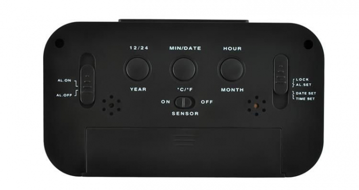 Ceas desteptator digital, negru, amanare, data, lumina de fundal, senzor de lumina, temperatura [5]