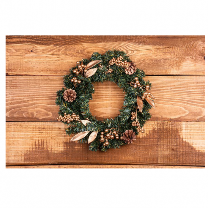 Coronita de Craciun MagicHome, artificiala, auriu, 35 cm [2]