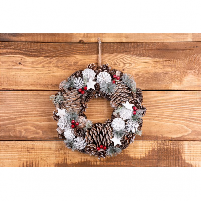 Coronita de Craciun naturala din conuri 37x9x37 cm, Magic Home [3]