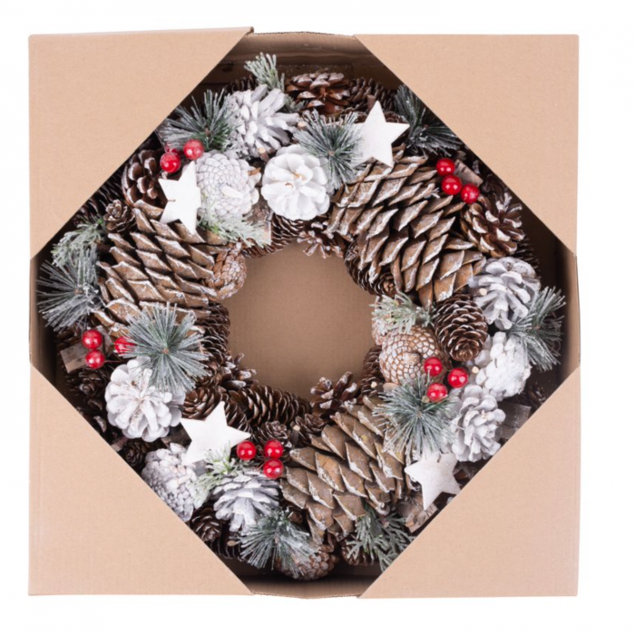 Coronita de Craciun naturala din conuri 37x9x37 cm, Magic Home [2]