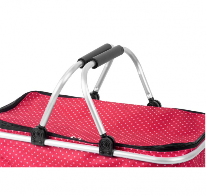 Cos pentru cumparaturi, model buline, rosu, max 5 kg, 47x28x25 cm, Jela [3]