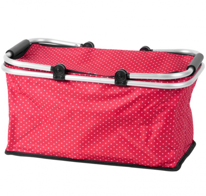 Cos pentru cumparaturi, model buline, rosu, max 5 kg, 47x28x25 cm, Jela [2]