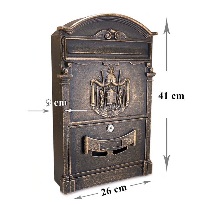 Cutie postala aluminiu, bronz antic [5]