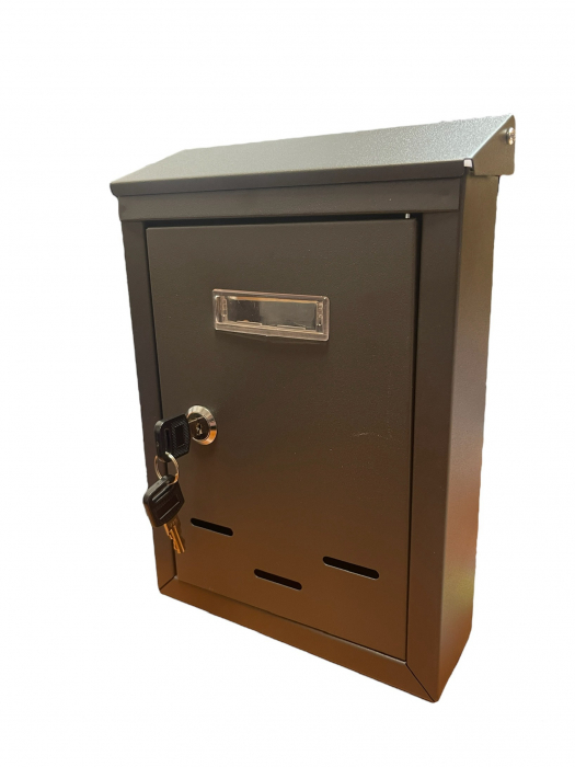 Cutie postala din otel galvanizat cu deschidere frontala, negru, 18x6x26cm [5]