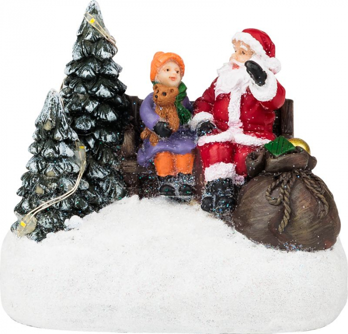 Decorațiune de Crăciun MagicHome, Moș Crăciun cu un copil, LED, 2xAAA, pentru interior, 9,5x6x8 cm, cutie de vânzare 12 bucăți. [2]