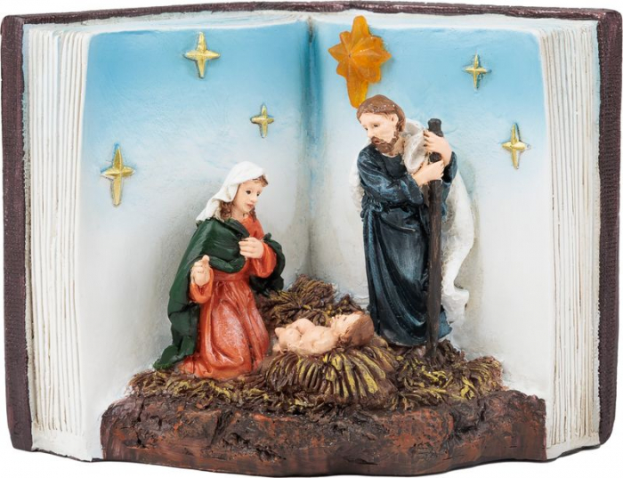 Decoratiune de Craciun MagicHome, Scena Nasterii Domnului intr-o carte, cu LED, pentru interior, 13.5x8x9.5 cm [2]