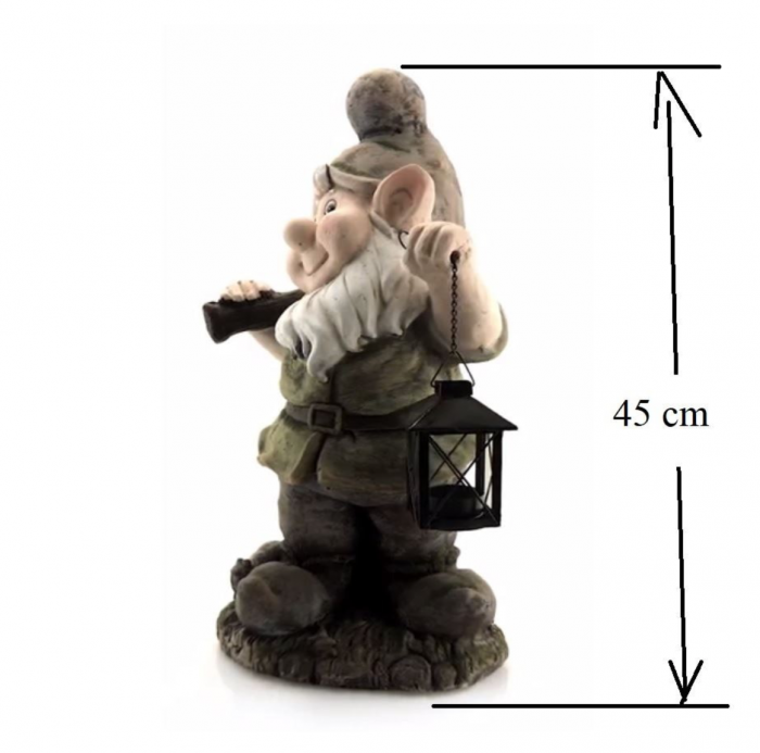 Decoratiune gradina Strend Pro Gecco 918, pitic cu lampion, 25x20x45 cm [4]