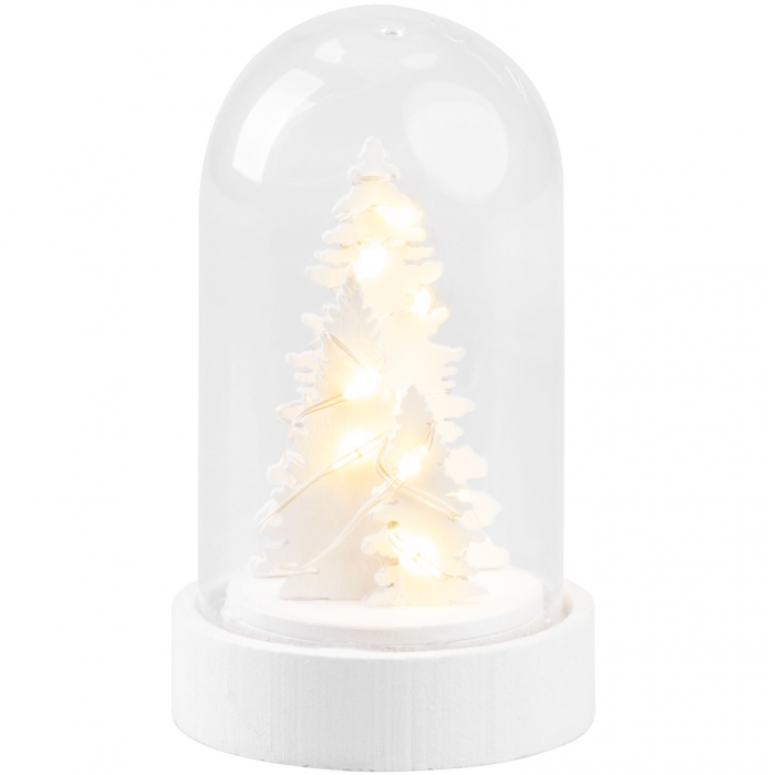 Decoratiune luminoasa de masa pentru craciun in forma de glob cu brad inzapeit si luminite, 5.5 x 9 cm, MagicHome [2]