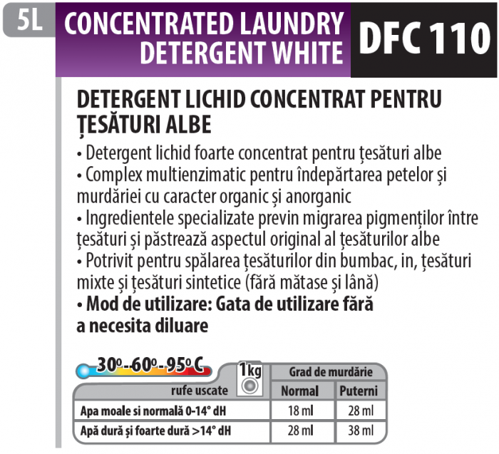 Detergent concentrat pentru rufe albe, 5 litrii, Medix Professional [2]