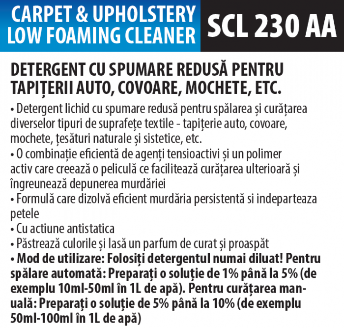 Detergent super concentrat cu spumare redusă pentru tapițerie auto, covoare, țesături, 5 litrii, Medix Professional [2]