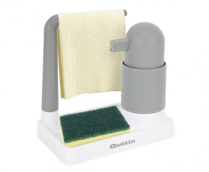 Dispenser sapun cu suport pentru burete si laveta, Quttin, 19,5x11,8x20 cm [3]
