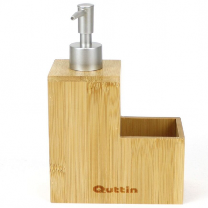Dispenser detergent lichid si burete pentru vase din lemn, Quttin, 13.4x7x19.5cm [3]
