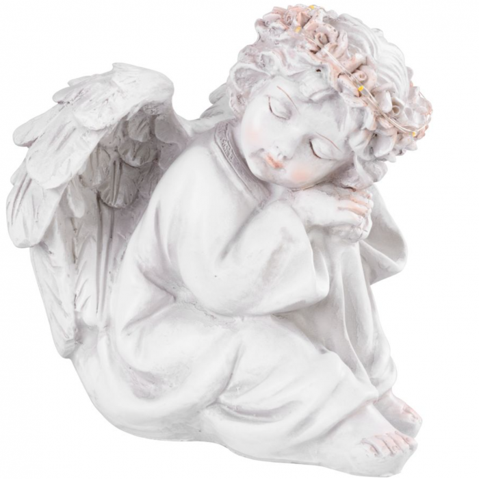 Figurina decorativa cu led MagicHome in forma de ingeras din polirasina, 15 x 15 x 14.5 cm [2]