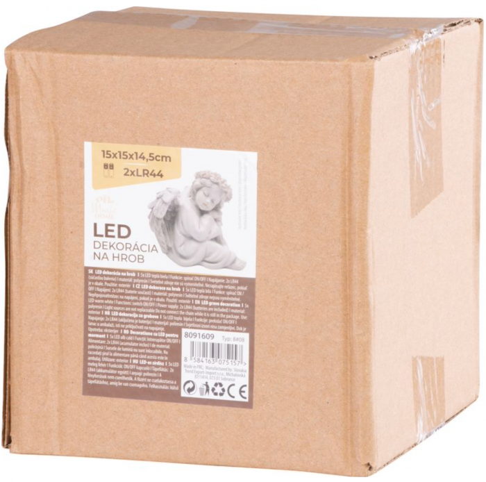 Figurina decorativa cu led MagicHome in forma de ingeras din polirasina, 15 x 15 x 14.5 cm [5]