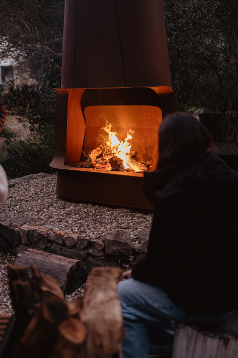 Fireplace Apollo din Oțel corten, 125 × 53 × 190 cm [8]