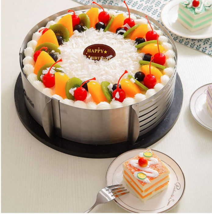 Forma inox extensibila pentru feliat blat tort pe orizontala, 24-30 cm [3]