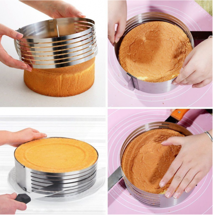 Forma inox extensibila pentru feliat blat tort pe orizontala, 24-30 cm [6]
