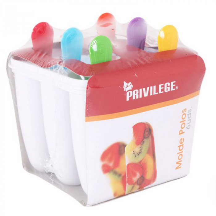 Forma pentru 6 inghetate pe bat, Privilege, alb/multicolor, 12x12x12 cm [2]