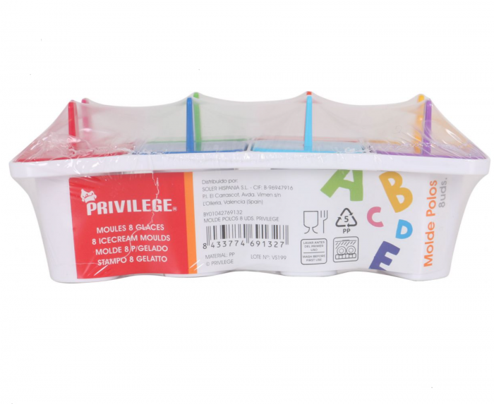 Forma pentru 8 inghetate pe bat, Privilege, alb/multicolor, 18.5x10.5x7 cm [2]