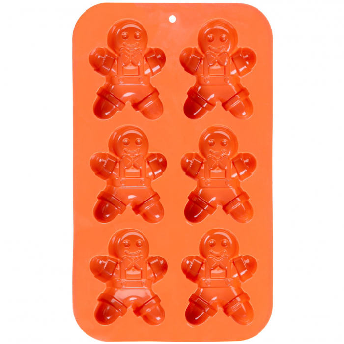 Forma pentru prajituri din silicon cu 6 compartimente in forma de om de turta dulce 8 cm, MagicHome [2]