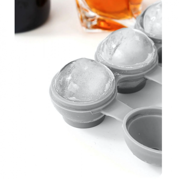 Forma silicon pentru 4 cuburi gheata in forma de sfera, silicon uz alimentar, 22 x 7 x 5cm, Quttin [3]
