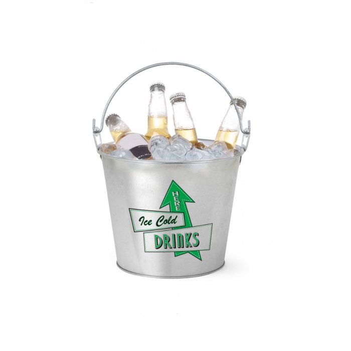 Galeata din otel galvanizat pentru servire bere cu deschizator sticle integrat, "ice cold drinks here", 5 litrii, 23x17x18 cm, Privilege [3]