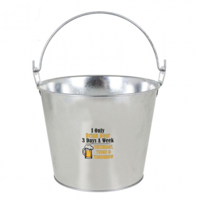 Galeata din otel galvanizat pentru servire bere cu deschizator sticle integrat, "i only drink beer", 5 litrii, 23x17x18 cm, Privilege [4]