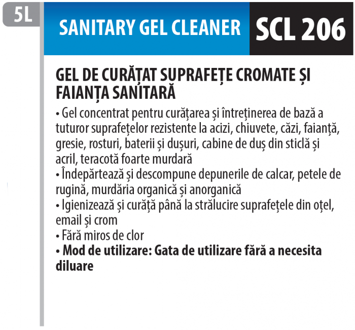 Gel de curățare pentru obiecte sanitare și suprafețe cromate, 5 litrii, Medix Professional [2]