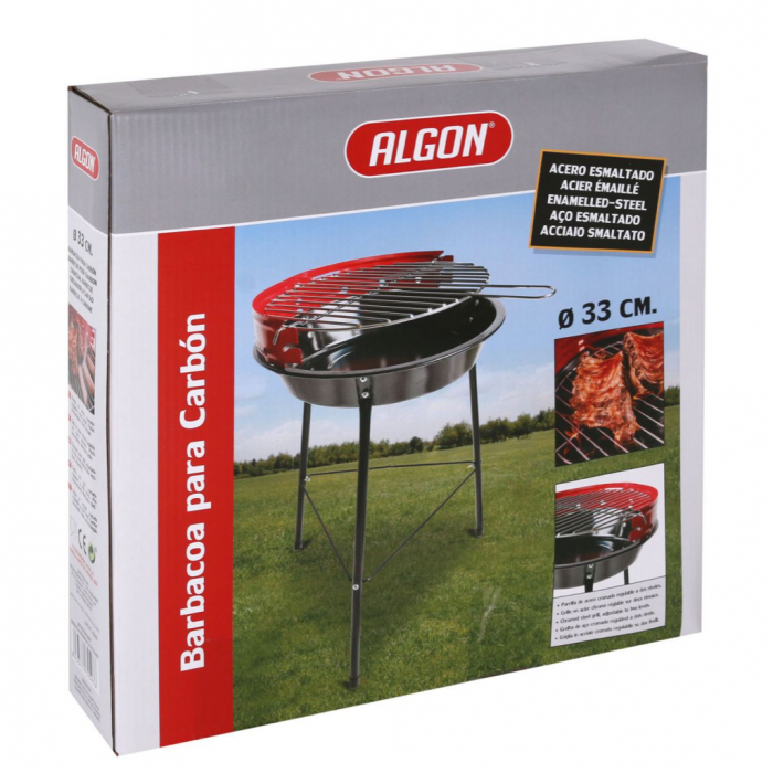 Gratar fix cu 3 picioarepe carbuni, grill reglabil si protectie anti vant, Algon, 42x35x45cm [3]